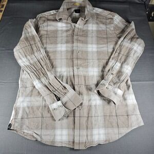 Rare‎ Rabbit MELFI Men's Long Sleeve Plaid Button Down Shirt Light Brown Size LG